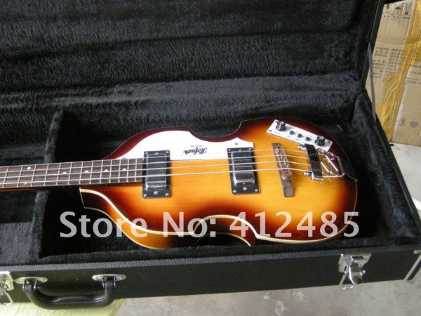 Venta al por mayor Top qulity nueva llegada CLÁSICO bajo hofner 4 CUERDAS BASS SUNBURST COLOR ENVÍO GRATIS GUITARRA ELÉCTRICA CON ESTUCHE