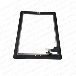 Venta al por mayor Panel de vidrio de pantalla táctil con digitalizador para iPad 2 3 4 Blanco y negro Envío gratis