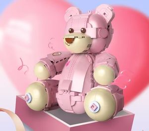 Groothandel Beer Figuur Speelgoed Aangepaste Teddybeer Baksteen Bouwstenen Speelgoed Kleine Roze Beer Cartoon Anime ModelbouwsetsDecoratie Speelgoed Kerstcadeau Speelgoed Voor Meisje