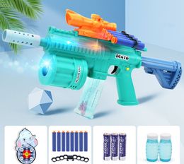 Groothandel Speelgoed Aangepaste Outdoor Game Paintball Gun M416 Bubble Gun Zachte Kogels Absorberend Akoestisch Licht Muziek 3 in1 Speelgoed m416 Voor Jongens Pistola Spara Bolle di Sapone