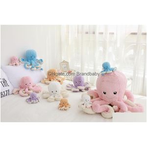 Jouets en gros trucs personnalisés Hy Wy jouet poulpe P 80Cm peluche oreiller cadeau de noël poupée de calmar pour livraison directe Dhnez