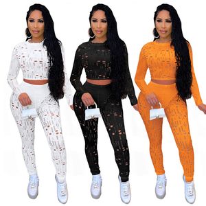 Groothandel trainingspakken sportkleding twee stuk set lange mouwen outfits sexy y2k gat top broek sweatsuit pullover legging pakken klw7250