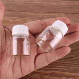 Groothandel transparante glasparfumflessen met witte plastic schroefdeksel Tiny Jar Flacons Diy Craft 50 stcs 27*35 mm 8 ml