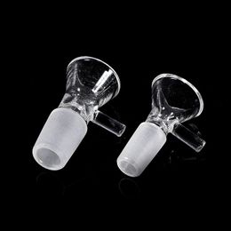 Gros verre transparent fumer 14MM 18MM mâle joint sec herbe tabac filtre entonnoir poignée antidérapante bol plates-formes pétrolières pipe à eau bang vers le bas porte-cigarette