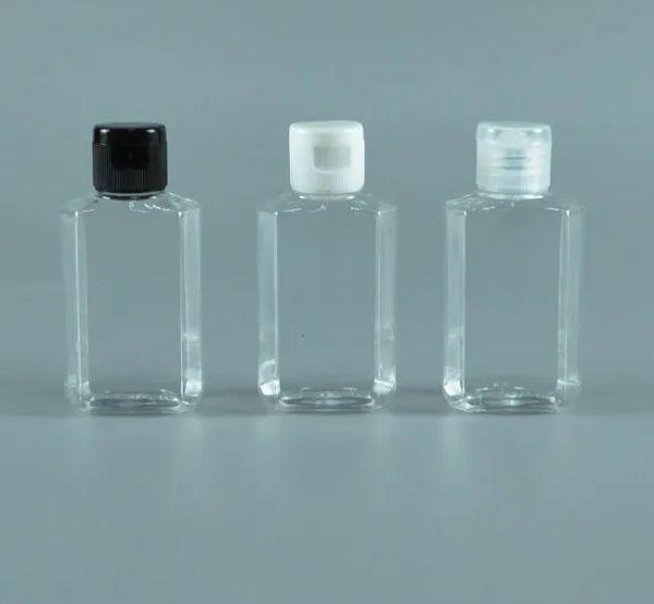 wholesale Bouteilles d'emballage transparentes Mini bouteille en plastique de voyage avec capuchon rabattable 60 ml clair six bouteilles filp désinfectant pour les mains bouteilles d'échantillon de maquillage Simple