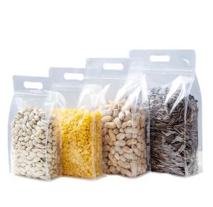 wholesale Emballage alimentaire en plastique transparent poignée de sac auto-scellante portable stockage scellé bonbons grains thé noix fruits secs