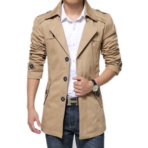 Heren Trench Coats Wholesale Classic Men Double Breasted Trench Coat Mannelijke windjacks Long Jackets Man Overjas plus maat 4xl