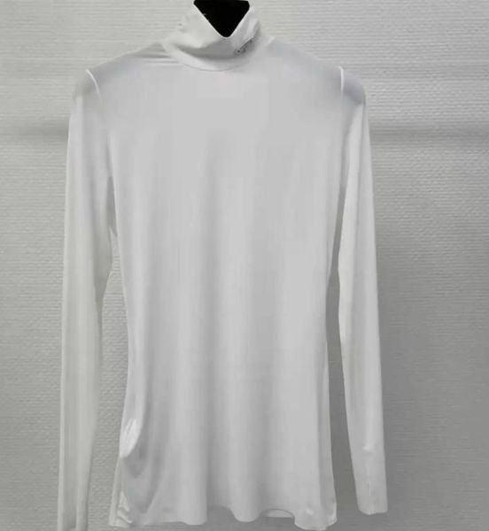 wholesale t-shirts femme blouses chemises femmes top fashion femmes luxe coton revers cou manches longues avec Budge Neck Tees Femme Slim Style Tops S-3XL