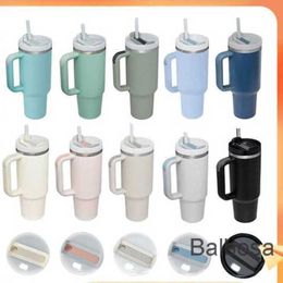 Gros gobelet 40 oz grande capacité thermos poignée voiture tasse en acier inoxydable paille crème glacée portable isolation tasses américain 19 couleurs