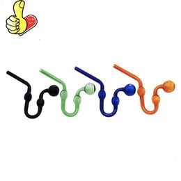 En gros U Style Fumer Tuyaux De Brûleur À Huile Coloré Serpent Forme tube de verre clous tuyau Avec 3 Boules Pour Fumer Pipes À Eau Bubbler Bong Narguilé