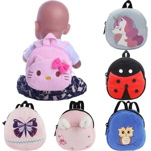 Groothandel Unicorn Kitty Ponys Doll Backpack Purse voor Amerikaans meisje 18 inch 43 cm geboren babykleding kleding accessoires diy speelgoed