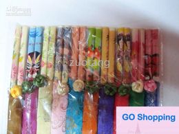 Baguettes de mariage en bambou jetables uniques, vente en gros, avec pochette en soie, 10 paire/lot