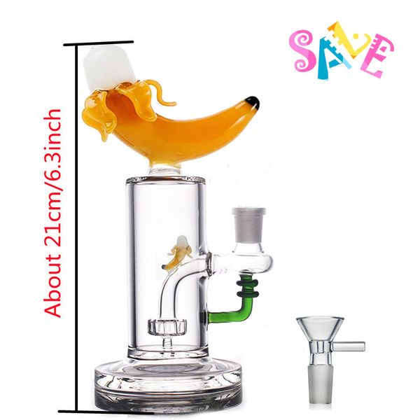 Gros fruits uniques Bong narguilés Showeehead Perc Dab Rigs banane ananas pêche forme verre Bongs eau tabac tuyau