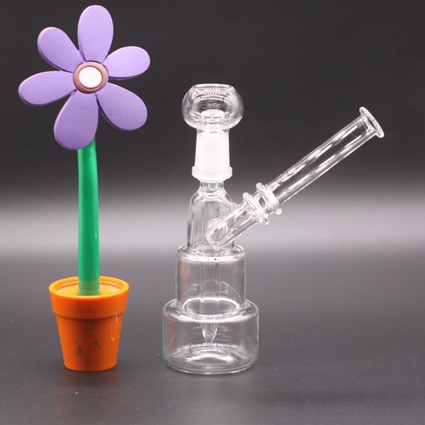 Venta al por mayor Unique Hitman 5 pulgadas Glass Bong Classic Brilliance Cake Dab Rigs Grueso Birdcage Recycler Oil Rig Venta al por mayor Tuberías de agua Junta de 14 mm