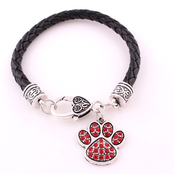 Bracelet unisexe en gros, motif imprimé patte de chat avec cristaux scintillants, cadeau approprié pour les amoureux des chats, alliage de Zinc, livraison directe