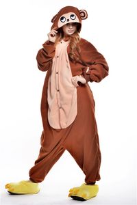 Venta al por mayor Unisex Cartoon Flannel Raccoon Coffee Monkey Kigurumi Pijamas Disfraces de una pieza Inicio Cosplay Ropa de dormir Onesies para mujeres y hombres