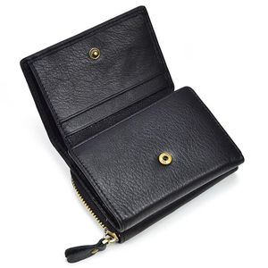 Groothandel - Unisex lederen pocket portemonnee thrifold rits rond zak korte portemonnee rits munten case snap echte lederen korte tas