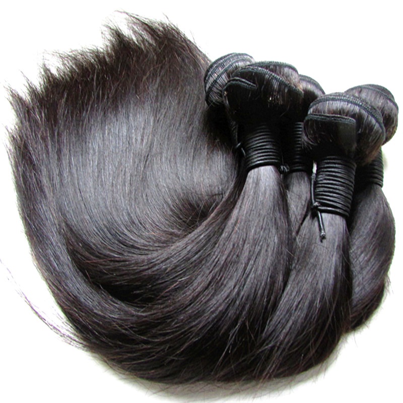 Feixes de cabelo humano virgem reto de seda brasileira não processada 1 kg 10 peças de cabelo virgem alinhado com cutícula real cortado de um único doador