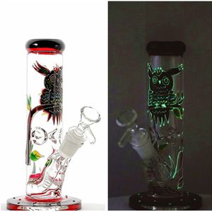 Heady Glass Bongs Glow in the Dark Oil DAB Rigs 18mm gewricht Big Bong rechte perc waterleidingen 9 inch Diffused Downstem Hookahs Handcraft