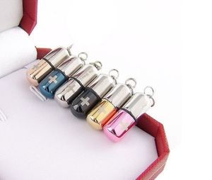 De gros! Urne ouvrable médaillon collier cylindre en acier inoxydable étui à pilules crémation cendres capsule pendentif couples bijoux commémoratifs pour hommes femmes