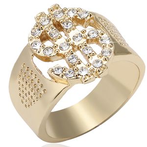 Gros US Dollar Ring avec Crystal Men's Hip Hop Simulé Diamants Bague Bijoux pour Rappeurs Hommes Dernier Style pour la Livraison Gratuite