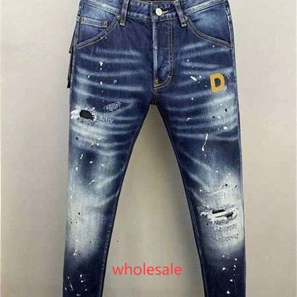 wholesale Nosotros Jeans para hombre Pantalones Para Hombre Vaqueros Diseñador de la marca D2 Hombres Denim Dsquare Pantalones bordados Agujeros Pantalones Ropa para hombre