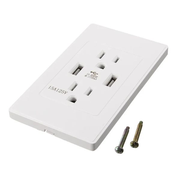 wholesale Tipo de enchufe de EE. UU. 110 V Adaptador de cargador USB dual Enchufe de pared Toma de corriente eléctrica Placa del panel Blanco ZZ