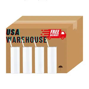 Vente en gros USA CAN Warehouse Tasses de 20 oz en acier inoxydable à double paroi vierge, gobelets droits à sublimation de 20 oz avec pailles en plastique et couvercle 0118
