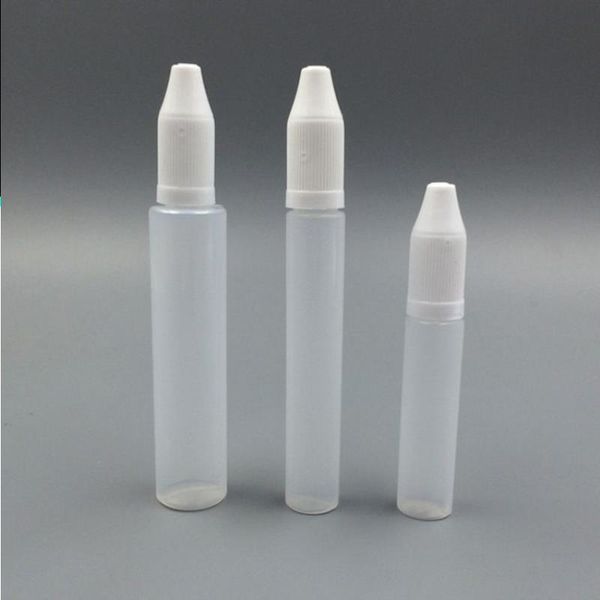 Vente en gros USA UK EU AU Market 10ml 15ml 30ml Eye Drop Pen Bouteilles Bouteilles Eliquid translucides en plastique avec Long ChildProof Cap Gidgg