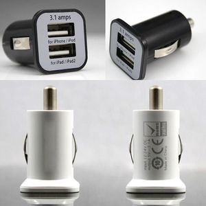 Vente en gros - USAMS 3.1A double port USB mini chargeur de voiture 5V 3100mah 2 ports chargeurs adaptateur pour IPhone 7 6 5 HTC Samsung S7 S6 S7 NOTE 4 5 7