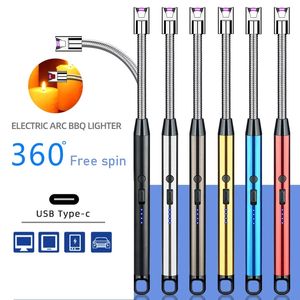 Groothandel USB Elektrische oplaadbare lange keuken lichter voor fornuis Winddicht LED Plasma Arc Flameless Candle Ongewone aanstekers Outdoor