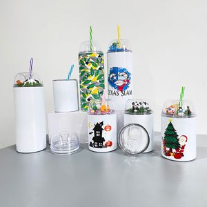 Venta al por mayor de figuras de muñecas con adorno de copa DIY con aislamiento al vacío, vaso de 20 oz con sublimación en blanco y tapa de cúpula en blanco para mini figuras de resina, se vende por caja