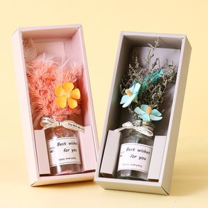 En gros Saint Valentin Cadeau Bouquet Cadeau Créatif Fleur Éternelle Préservée Asperges Fleur Séchée Bouteille En Verre Décoration Cadeau D'anniversaire