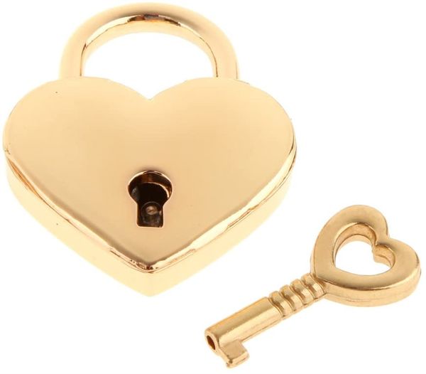 Petit cadenas en métal en forme de cœur pour la saint-valentin, Mini serrure avec clé pour boîte de rangement de bijoux, sacs à main pour journal intime, vente en gros