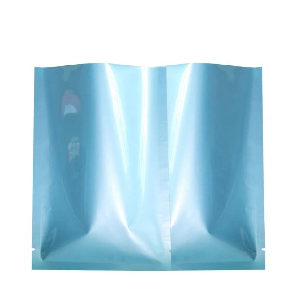 Vente en gros variété de tailles 100 pièces brillant bleu thermoscellable Sachets sac de rangement alimentaire papier d'aluminium Mylar emballage sacs