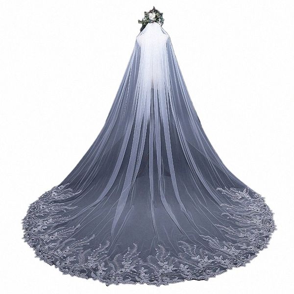 Velo de novia de novia Catedral de boda Velo de encaje Apliques 3*3 metros Boda Boda Accesorios Bridal Veils 61i1#