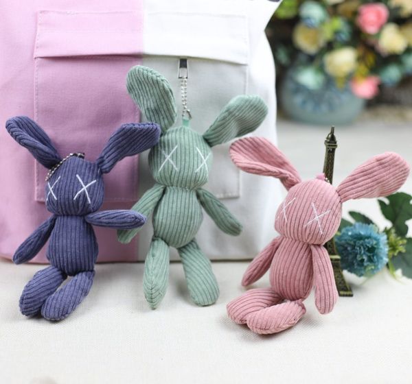 En gros velours lapin en peluche porte-clés pendentif lapin poupée mignon saisir machine Rag Doll sac vêtements accessoires