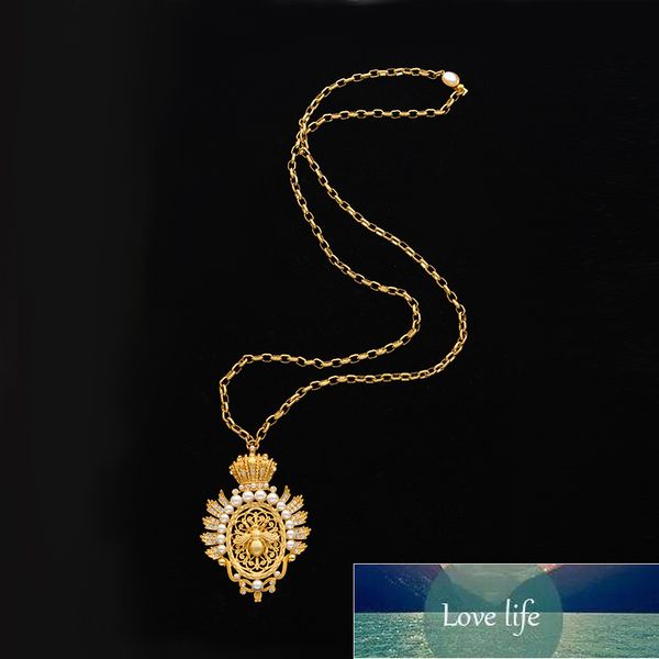 Collier avec pendentif couronne abeille Vintage, chaîne de pull, personnalité de haute qualité, collier de perles assorti, vente en gros