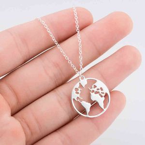 Groothandel Vintage Origami World Map Ketting Dames Geometrische Ketting Ronde Ketting Cirkel Kettingen Hangers Choker Sieraden