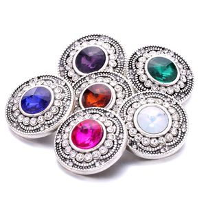 Gros Vintage Strass Snap Boutons Fermoir 18mm Rond Métal Décoratif Zircon Bouton charmes pour DIY Snaps Bijoux Résultats fournisseurs d'usine