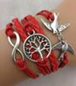 Gros-vision bracelet infini arbre de vie en argent, bracelet d'amour, bracelet en cuir bijoux modèle no.hy1086