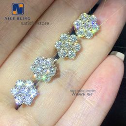 Pendientes de diamantes VVS al por mayor 0K Gold redondo de corte redondeo con tendidos de orejas para hombres para hombres joyas finas