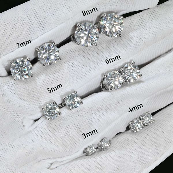 Groothandel Vvs Diamanten Oorbel 925 Zilver 10k 14k 18k Goud Ronde Cut Moissanite Hoop Stud Oorbellen voor mannen Vrouwen Fijne Sieraden