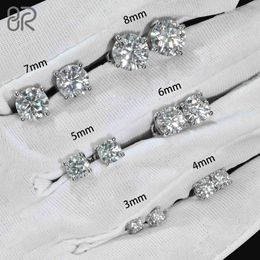 Groothandel Vvs Diamond Earring Fabriek Prijs 10k 14k Solid Gold Ronde Briljant Geslepen Moissanite Hoop Stud Oorbellen Mannen Vrouwen