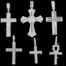 VV VVS VVS MISSANITE DIAMAND CROSS PENDANT STERLING SIER JESUS CROSS POUR COLLE MEN MEN FEMMES FINE BIJOUR CHARME