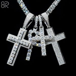 Groothandel VVS Moissanite diamanten hanger Sterling Sier Jesus Cross voor ketting mannen vrouwen fijne sieraden charme