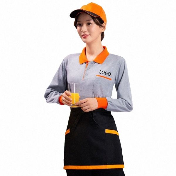 wholesale Uniforme de camarero para el trabajo en el restaurante de la panadería de la cocina - Camisa de solapa con manga LG, Catering Cafe Supermercado Ropa de trabajo l3Ma #