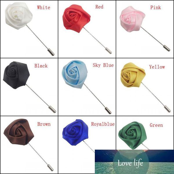 Gros- Mariage Boutonnière Floral Tache Soie Rose Fleur 16 Couleur Disponible Marié Groomsman Broche Corsage Costume Décoration