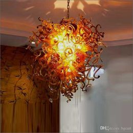 Groothandel bruiloft ontwerp kleine goedkope led hanglamp kleurrijke hand geblazen glas kroonluchter voor nieuwe huis decoratie