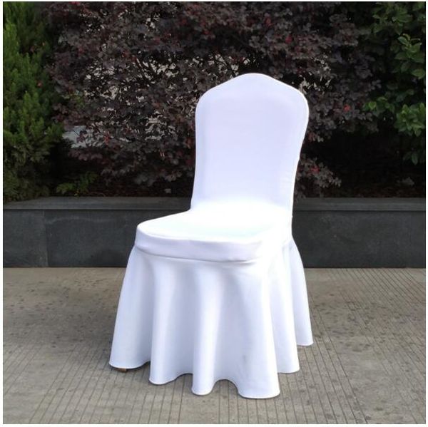 Les chaises en lycra froncées de mariage en gros couvrent la housse de chaise épaisse en spandex, jupe plissée épaissie, housses de chaise élastiques en spandex